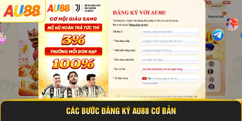 Các bước đăng ký AU88 cơ bản